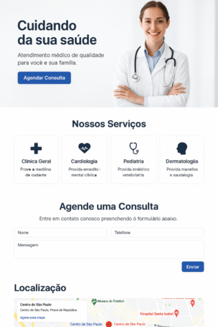 Design de site para agendamento de consultas médicas.