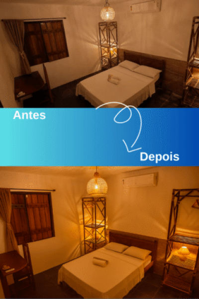 Antes e depois do tratamento de imagem de acomodação.