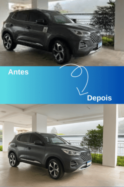 Antes e depois do tratamento de imagem do carro.