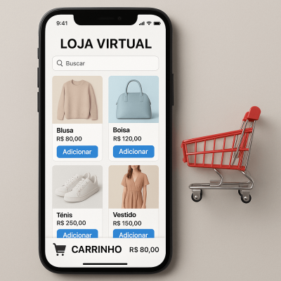 Loja virtual moderna da Kaofe Tech, criada para pequenas empresas venderem online com facilidade.