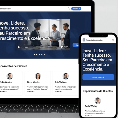 Exemplo de landing page moderna com formulário de captação de clientes.